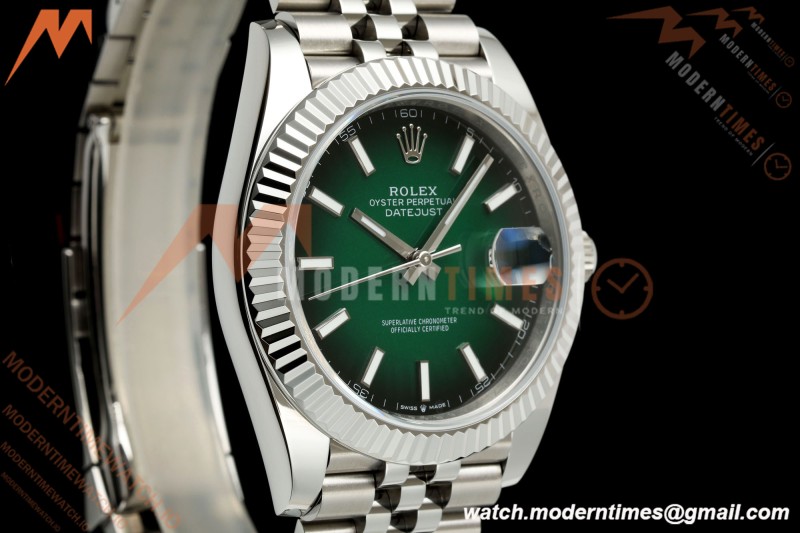 Rolex - Datejust 126334 41mm Jub Flt 904L SS/SS Ombre Green/Stk EWEF DD3235