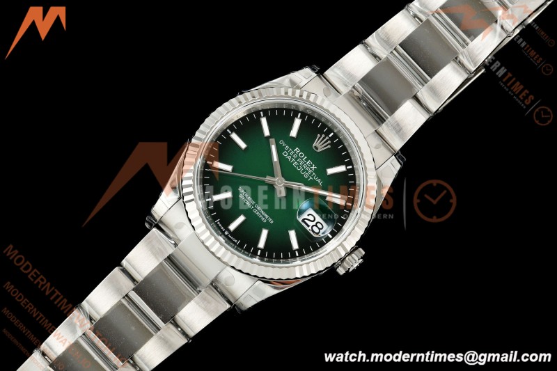 Rolex - Datejust 126234 36mm Oys Flt 904L SS/SS Ombre Green/Stk VSF V2 DD3235