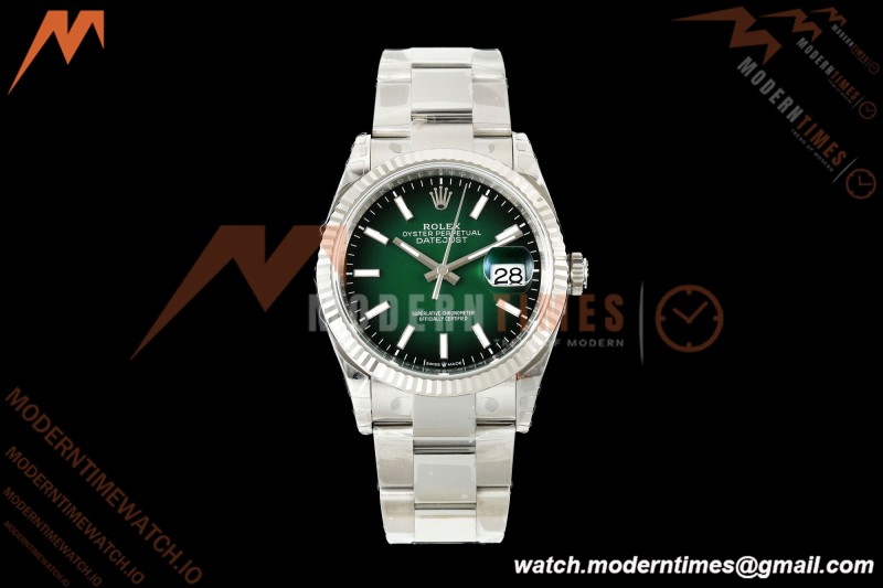 Rolex - Datejust 126234 36mm Oys Flt 904L SS/SS Ombre Green/Stk VSF V2 DD3235