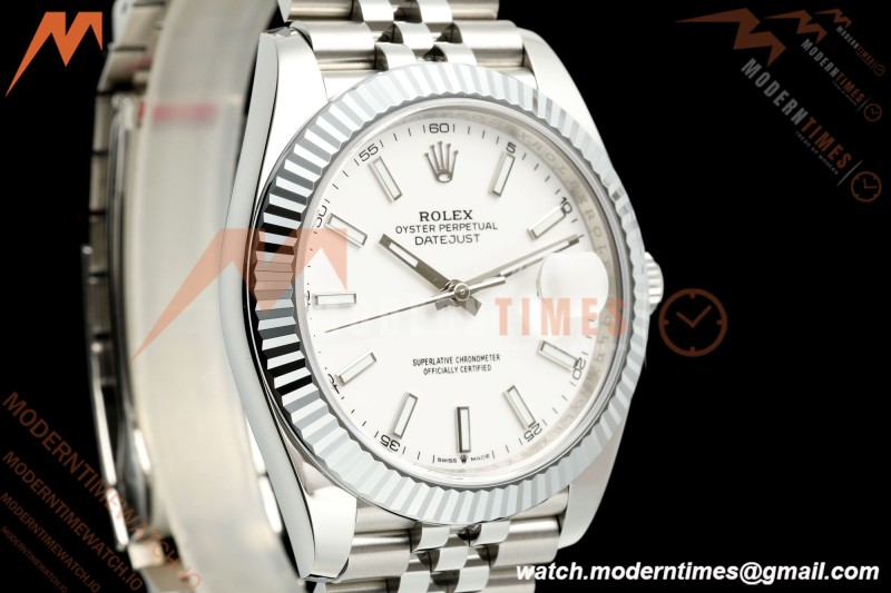 Rolex - Datejust 126334 41mm Jub Flt 904L SS/SS Wht/Stk MZF JH3235