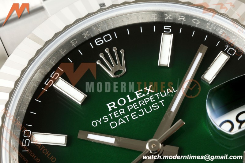 Rolex - Datejust 126334 41mm Oys Flt 904L SS/SS Ombre Green/Stk ERF JH3235 Free Sprung