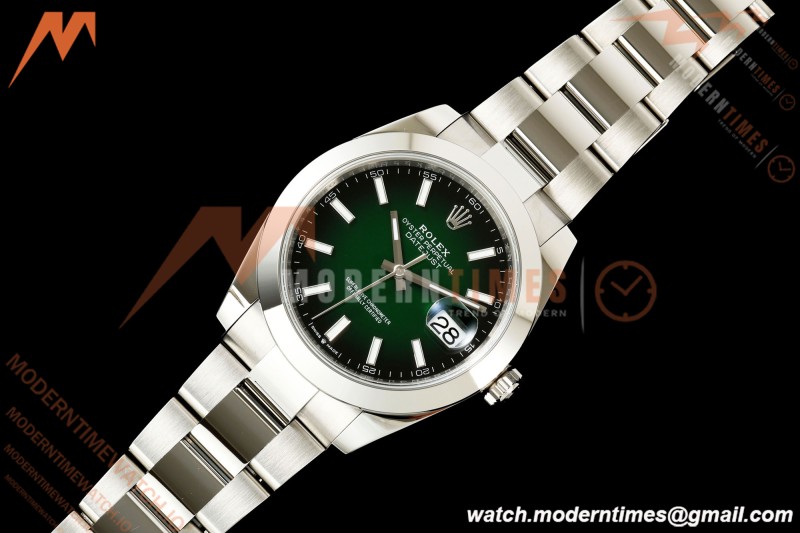 Rolex - Datejust 126334 41mm Oys Smth 904L SS/SS Ombre Green/Stk ERF JH3235 Free Sprung