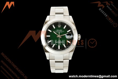 Rolex - Datejust 126334 41mm Oys Smth 904L SS/SS Ombre Green/Stk ERF JH3235 Free Sprung