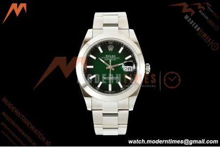 Rolex - Datejust 126334 41mm Oys Smth 904L SS/SS Ombre Green/Stk ERF JH3235 Free Sprung
