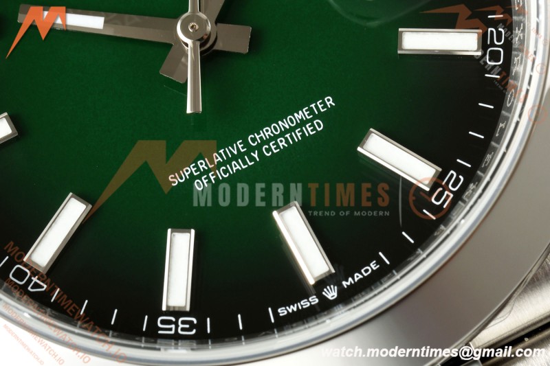 Rolex - Datejust 126334 41mm Jub Smth 904L SS/SS Ombre Green/Stk ERF JH3235 Free Sprung