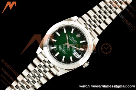 Rolex - Datejust 126334 41mm Jub Smth 904L SS/SS Ombre Green/Stk ERF JH3235 Free Sprung