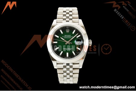 Rolex - Datejust 126334 41mm Jub Smth 904L SS/SS Ombre Green/Stk ERF JH3235 Free Sprung
