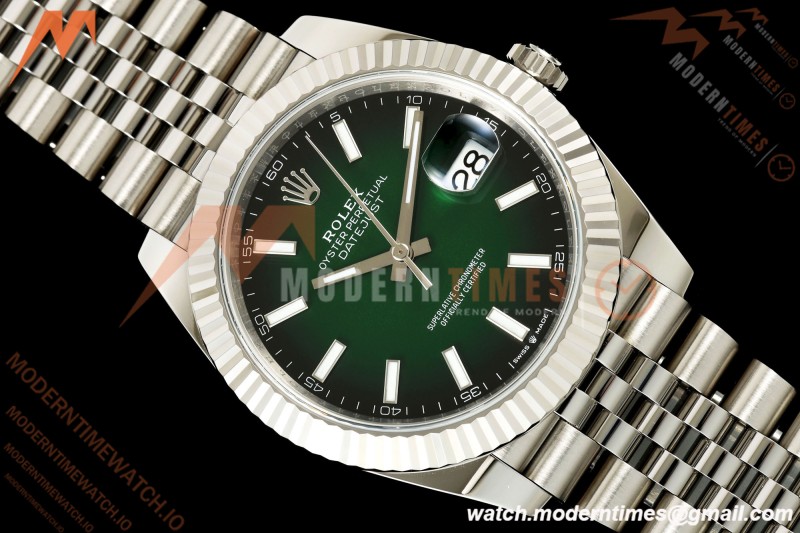 Rolex - Datejust 126334 41mm Jub Flt 904L SS/SS Ombre Green/Stk ERF JH3235 Free Sprung