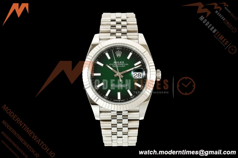 Rolex - Datejust 126334 41mm Jub Flt 904L SS/SS Ombre Green/Stk ERF JH3235 Free Sprung