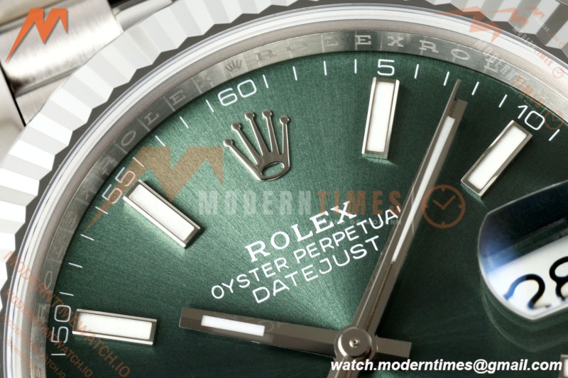 Rolex - Datejust 126334 41mm Jub Flt 904L SS/SS Mint Green/Stk RGF JH3235 Free Sprung