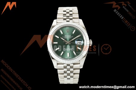 Rolex - Datejust 126334 41mm Jub Flt 904L SS/SS Mint Green/Stk RGF JH3235 Free Sprung