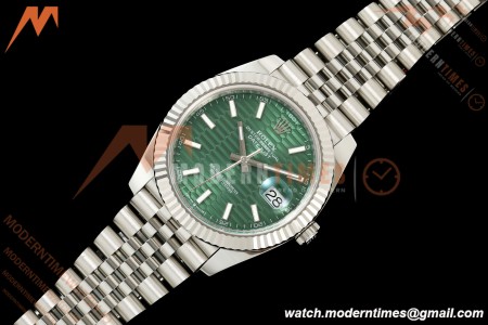 Rolex - Datejust 126334 41mm Jub Flt 904L SS/SS Green Textured/Stk RCF JH3235