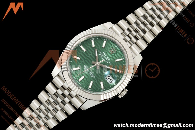 Rolex - Datejust 126334 41mm Jub Flt 904L SS/SS Green Textured/Stk RCF JH3235
