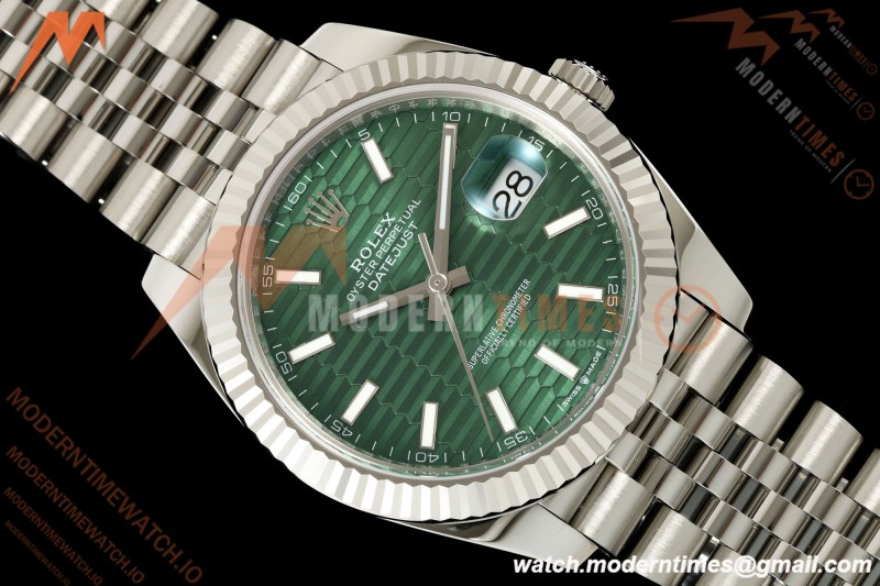 Rolex - Datejust 126334 41mm Jub Flt 904L SS/SS Green Textured/Stk RCF JH3235