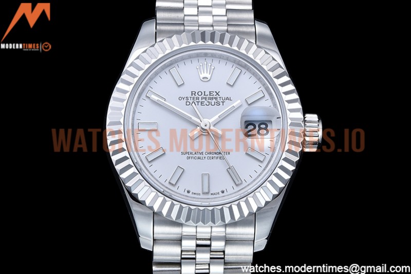 Rolex - DJ Ladies 28mm Jub Flt 904L SS/SS White/Stk GMF A2671