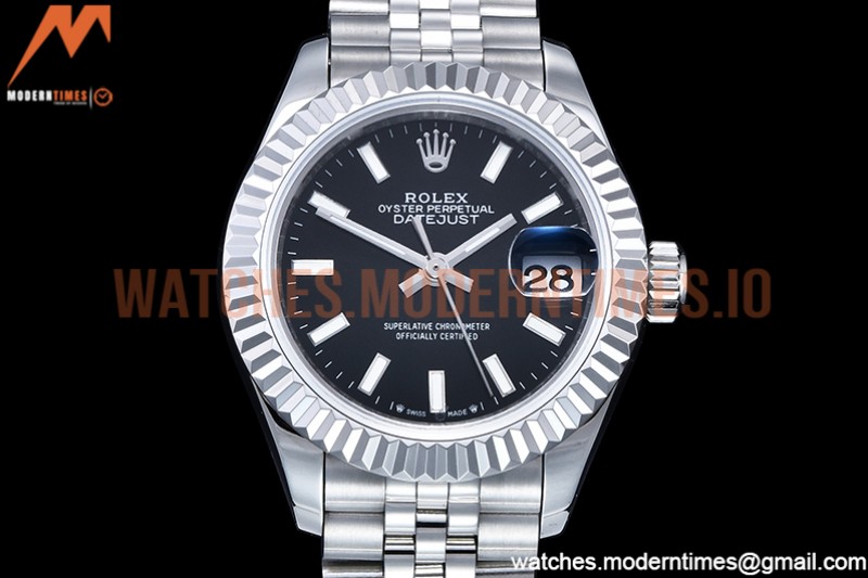 Rolex - DJ Ladies 28mm Jub Flt 904L SS/SS Black/Stk GMF A2671