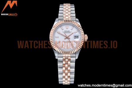 Rolex - DJ Ladies 28mm Jub Flt 904L RG/SS White/Stk GMF A2671