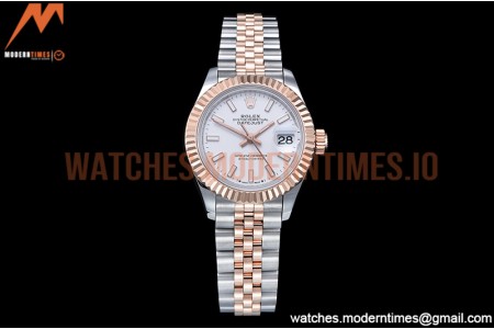 Rolex - DJ Ladies 28mm Jub Flt 904L RG/SS White/Stk GMF A2671