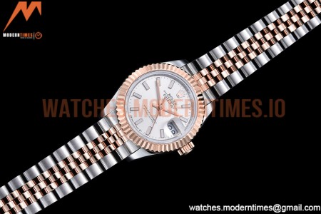 Rolex - DJ Ladies 28mm Jub Flt 904L RG/SS Silv/Stk GMF A2671