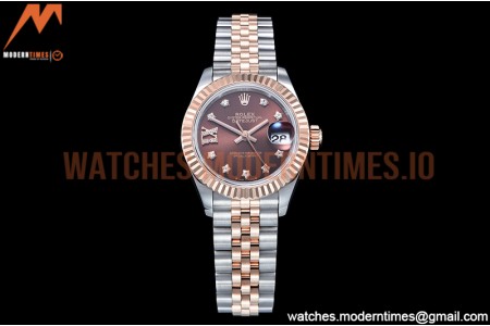 Rolex - DJ Ladies 28mm Jub Flt 904L RG/SS Brn/S-Dia GMF A2671