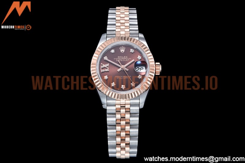 Rolex - DJ Ladies 28mm Jub Flt 904L RG/SS Brn/S-Dia GMF A2671