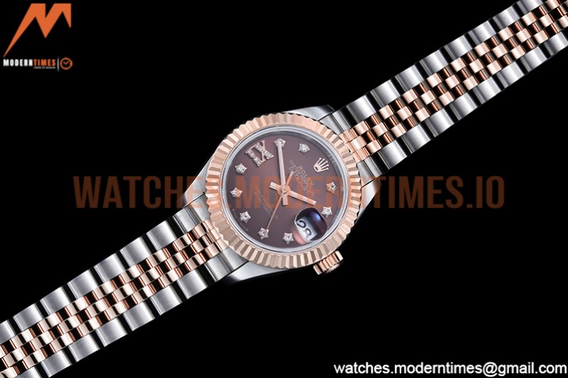 Rolex - DJ Ladies 28mm Jub Flt 904L RG/SS Brn/S-Dia GMF A2671