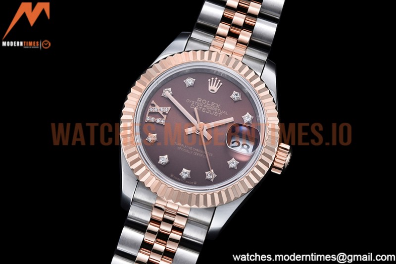 Rolex - DJ Ladies 28mm Jub Flt 904L RG/SS Brn/S-Dia GMF A2671