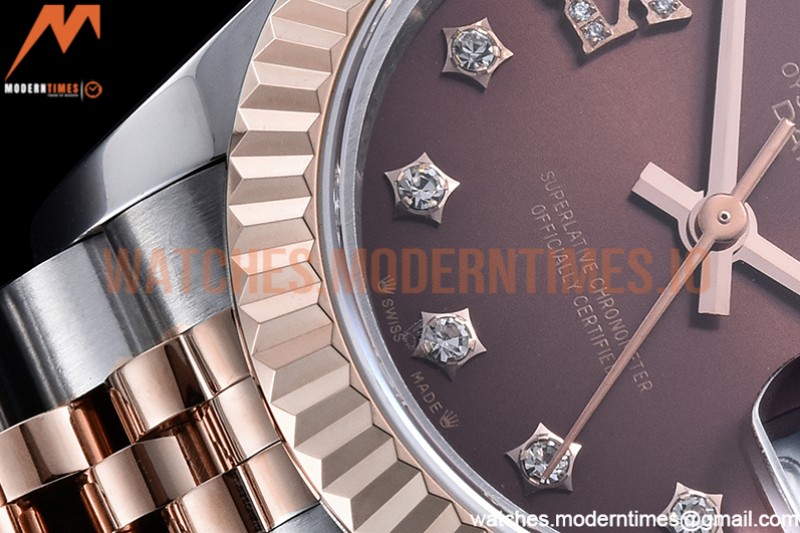 Rolex - DJ Ladies 28mm Jub Flt 904L RG/SS Brn/S-Dia GMF A2671