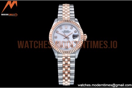 Rolex - DJ Ladies 28mm Jub Flt 904L RG/SS M-Wht/Dia GMF A2671