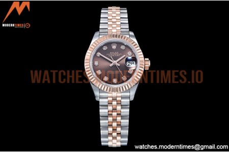 Rolex - DJ Ladies 28mm Jub Flt 904L RG/SS Brown/Dia GMF A2671