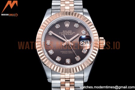 Rolex - DJ Ladies 28mm Jub Flt 904L RG/SS Brown/Dia GMF A2671