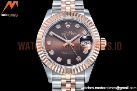 Rolex - DJ Ladies 28mm Jub Flt 904L RG/SS Brown/Dia GMF A2671