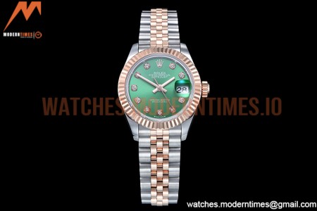 Rolex - DJ Ladies 28mm Jub Flt 904L RG/SS Green/Dia GMF A2671