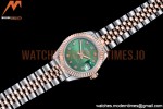 Rolex - DJ Ladies 28mm Jub Flt 904L RG/SS Green/Dia GMF A2671