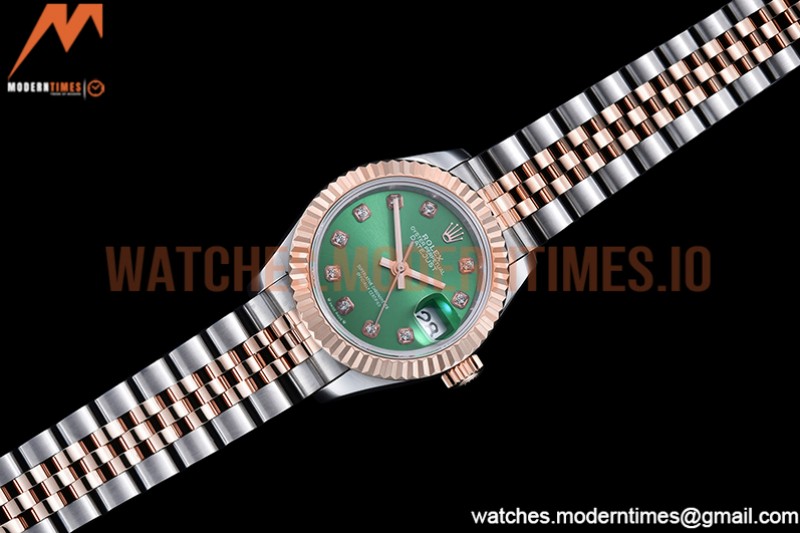 Rolex - DJ Ladies 28mm Jub Flt 904L RG/SS Green/Dia GMF A2671