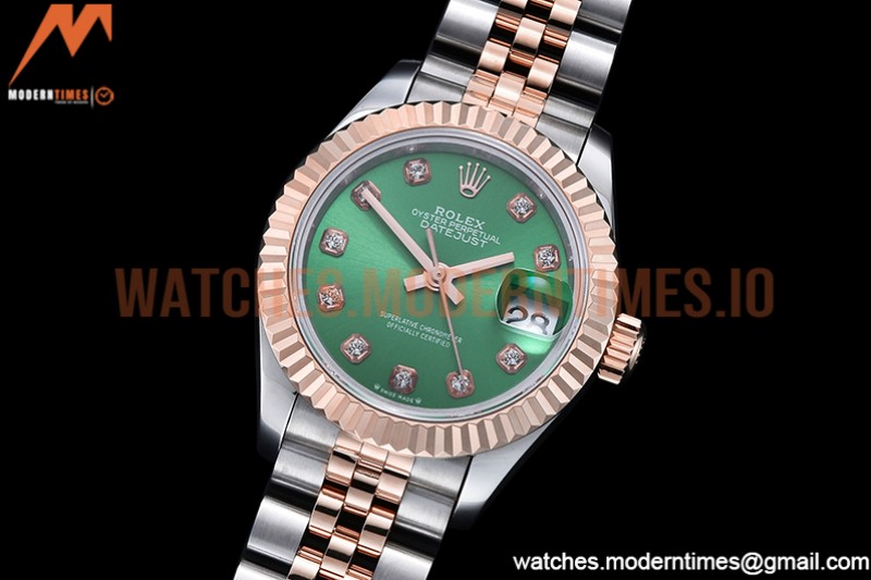 Rolex - DJ Ladies 28mm Jub Flt 904L RG/SS Green/Dia GMF A2671
