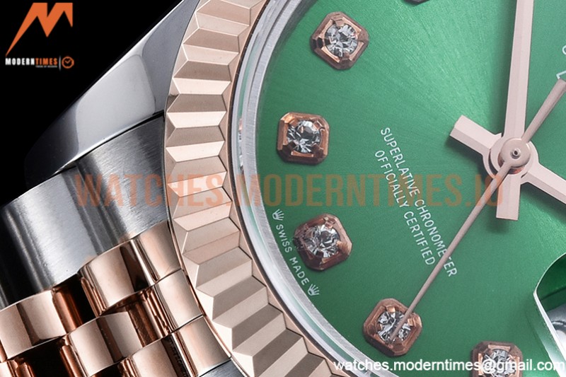 Rolex - DJ Ladies 28mm Jub Flt 904L RG/SS Green/Dia GMF A2671