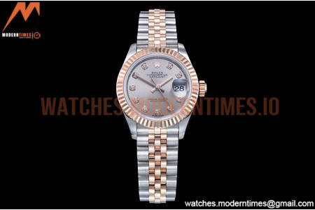 Rolex - DJ Ladies 28mm Jub Flt 904L RG/SS Silv/Dia GMF A2671