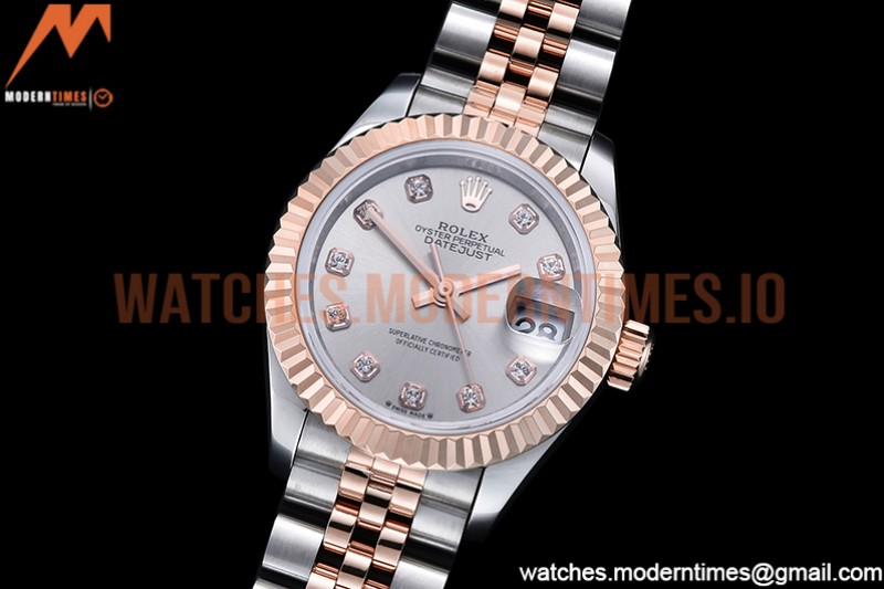 Rolex - DJ Ladies 28mm Jub Flt 904L RG/SS Silv/Dia GMF A2671