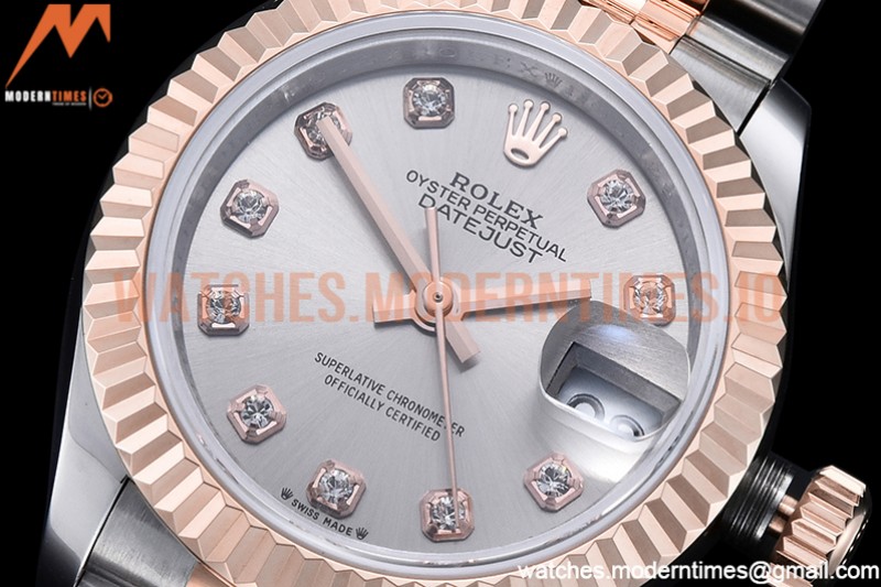Rolex - DJ Ladies 28mm Jub Flt 904L RG/SS Silv/Dia GMF A2671