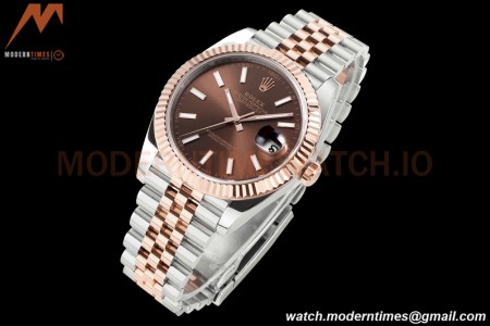 Rolex - DJ2 41mm 126331 Jub Flt 316L RG/SS Chocolate/Stk A+F VR3235
