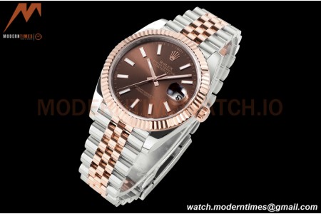 Rolex - DJ2 41mm 126331 Jub Flt 316L RG/SS Chocolate/Stk A+F VR3235