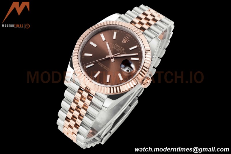 Rolex - DJ2 41mm 126331 Jub Flt 316L RG/SS Chocolate/Stk A+F VR3235