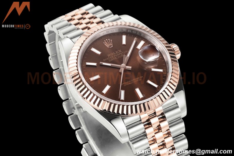 Rolex - DJ2 41mm 126331 Jub Flt 316L RG/SS Chocolate/Stk A+F VR3235