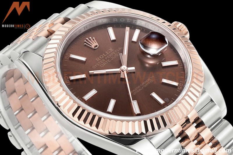 Rolex - DJ2 41mm 126331 Jub Flt 316L RG/SS Chocolate/Stk A+F VR3235