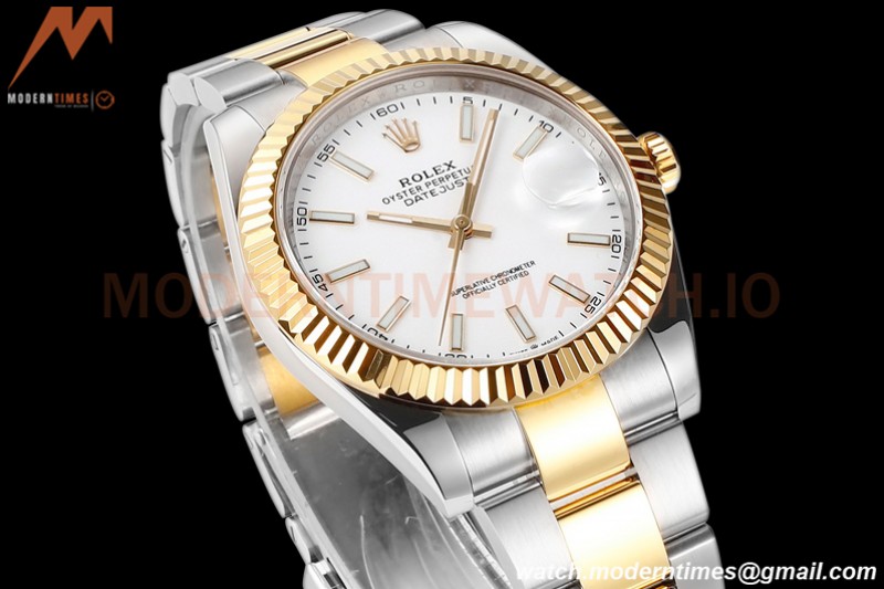 Rolex - DJ2 41mm 126333 Oys Flt 316L YG/SS Wht/Stk A+F VR3235