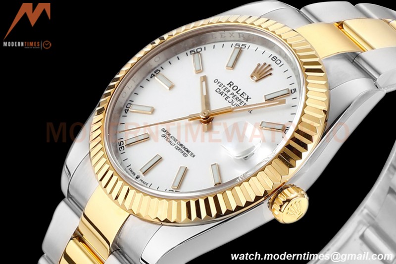 Rolex - DJ2 41mm 126333 Oys Flt 316L YG/SS Wht/Stk A+F VR3235