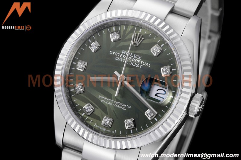 Rolex - Datejust 126234 36mm Oys Flt 904L SS/SS P-Green/Dia VSF VS3235
