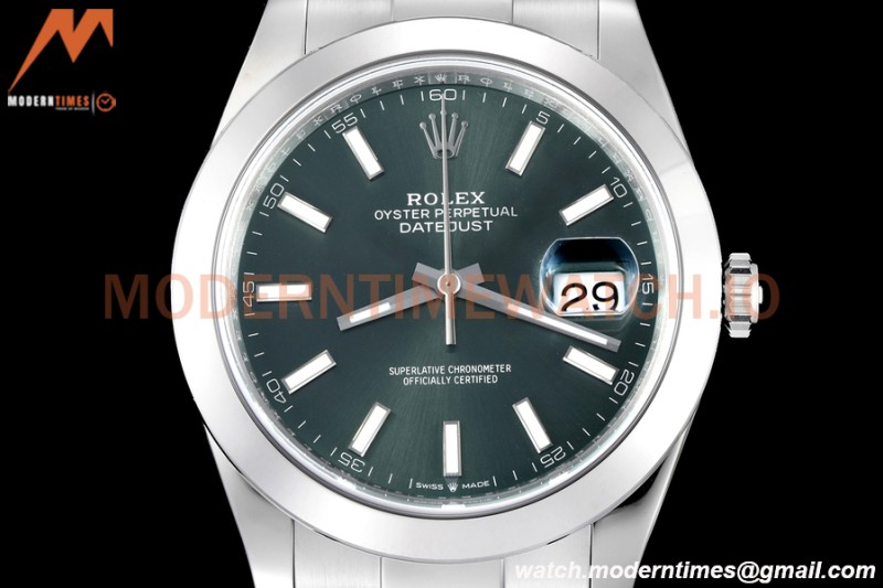 Rolex - Datejust 126300 41mm Oys Smt 904L SS/SS Grn/Stk VSF VS3235