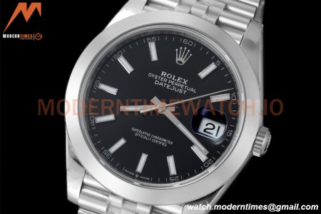 Rolex - Datejust 126300 41mm Jub Smt 904L SS/SS Blk/Stk VSF VS3235